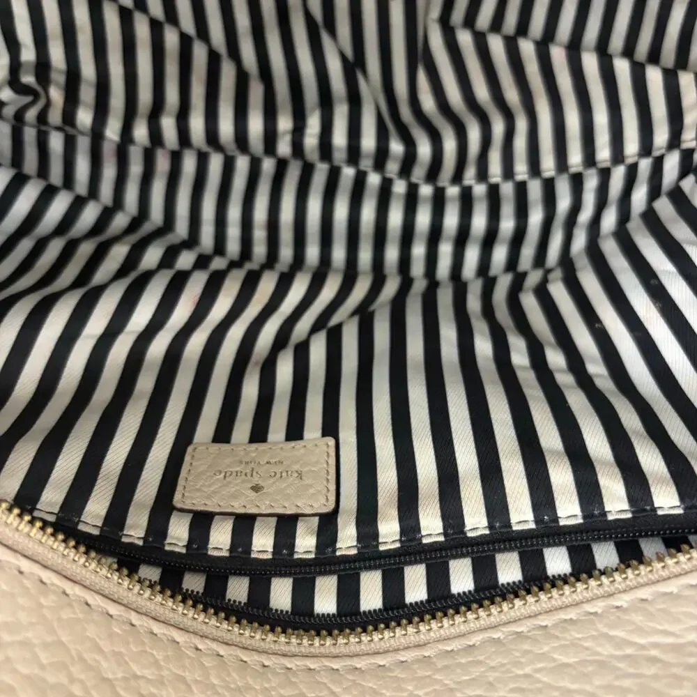 Kate Spade New York Southport Avenue Oden Tote Handbag Beige Cream Leather